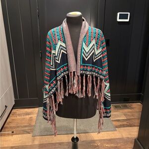 Flying Tomato Geometric Fringe Cardigan | Open Front | Size M